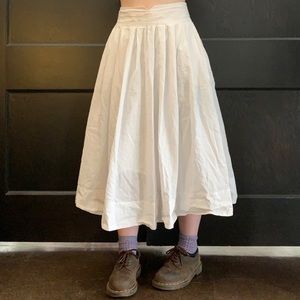 White Cottagecore Ren Faire Flowy Midi Skirt